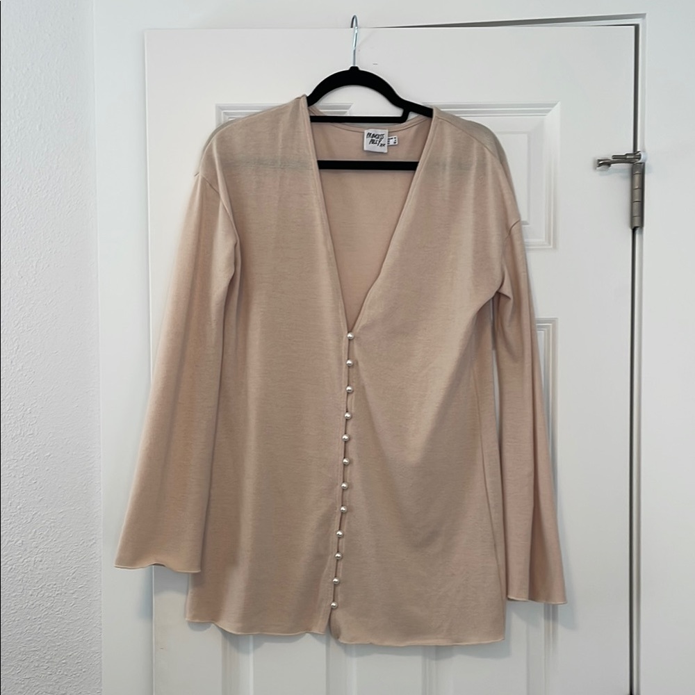 Princess Polly Pearl detail Beige Cardigan